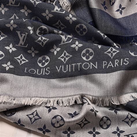 louis vuitton denim shawl black or blue|lv monogram denim shawl.